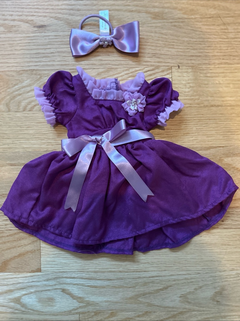American Girl Emily Purple Holiday Dress with Satin Head Bow Retired